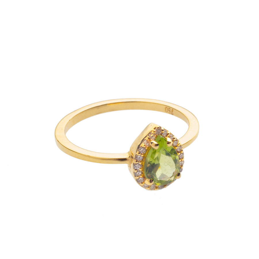 Gold Ring with Diamonds and Peridot