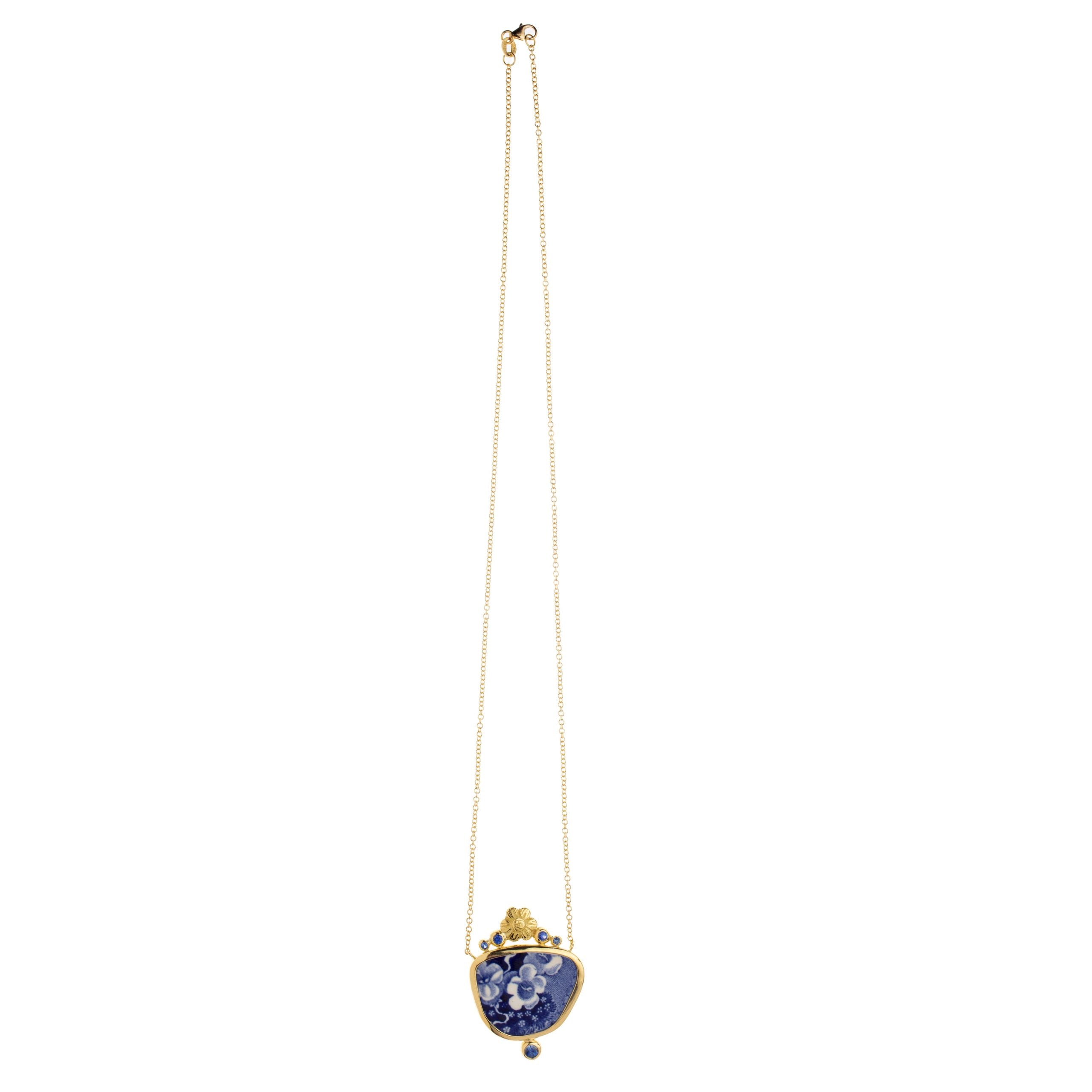 Blue Ceramic Sapphire Necklace