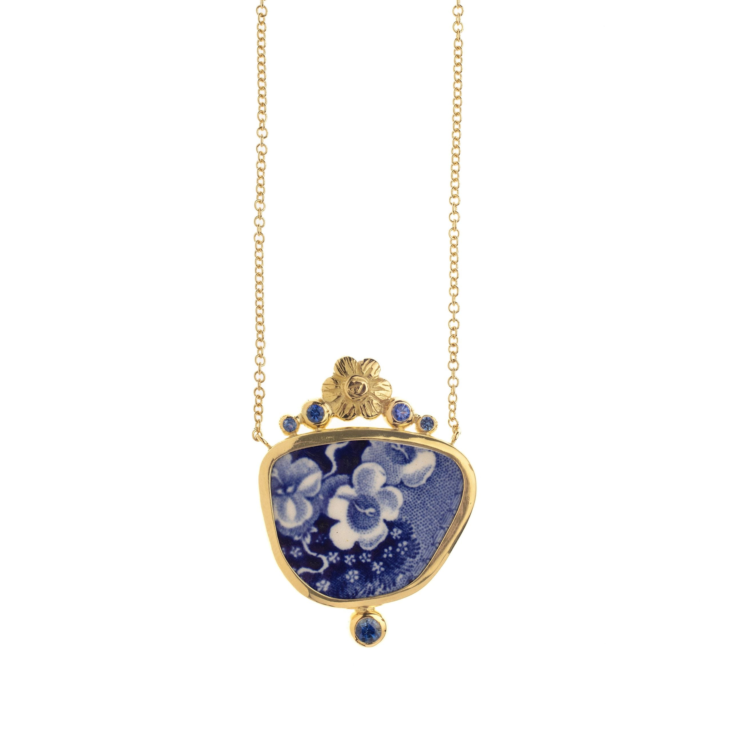 Blue Ceramic Sapphire Necklace
