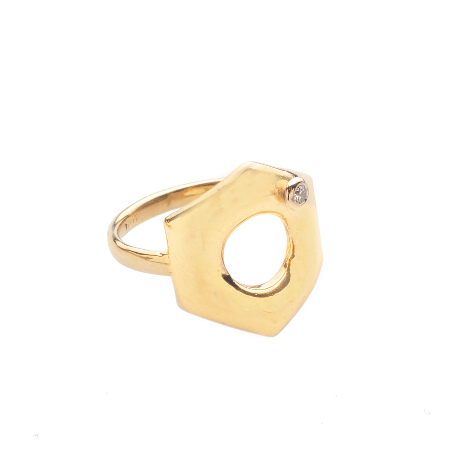 Hexagon Sinlge Diamond Ring