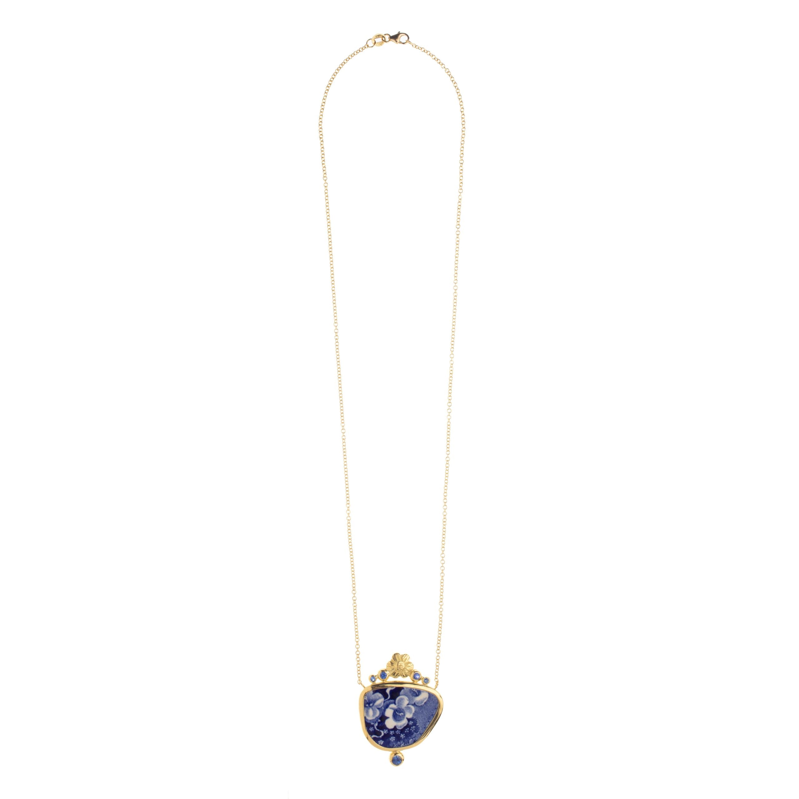 Blue Ceramic Sapphire Necklace