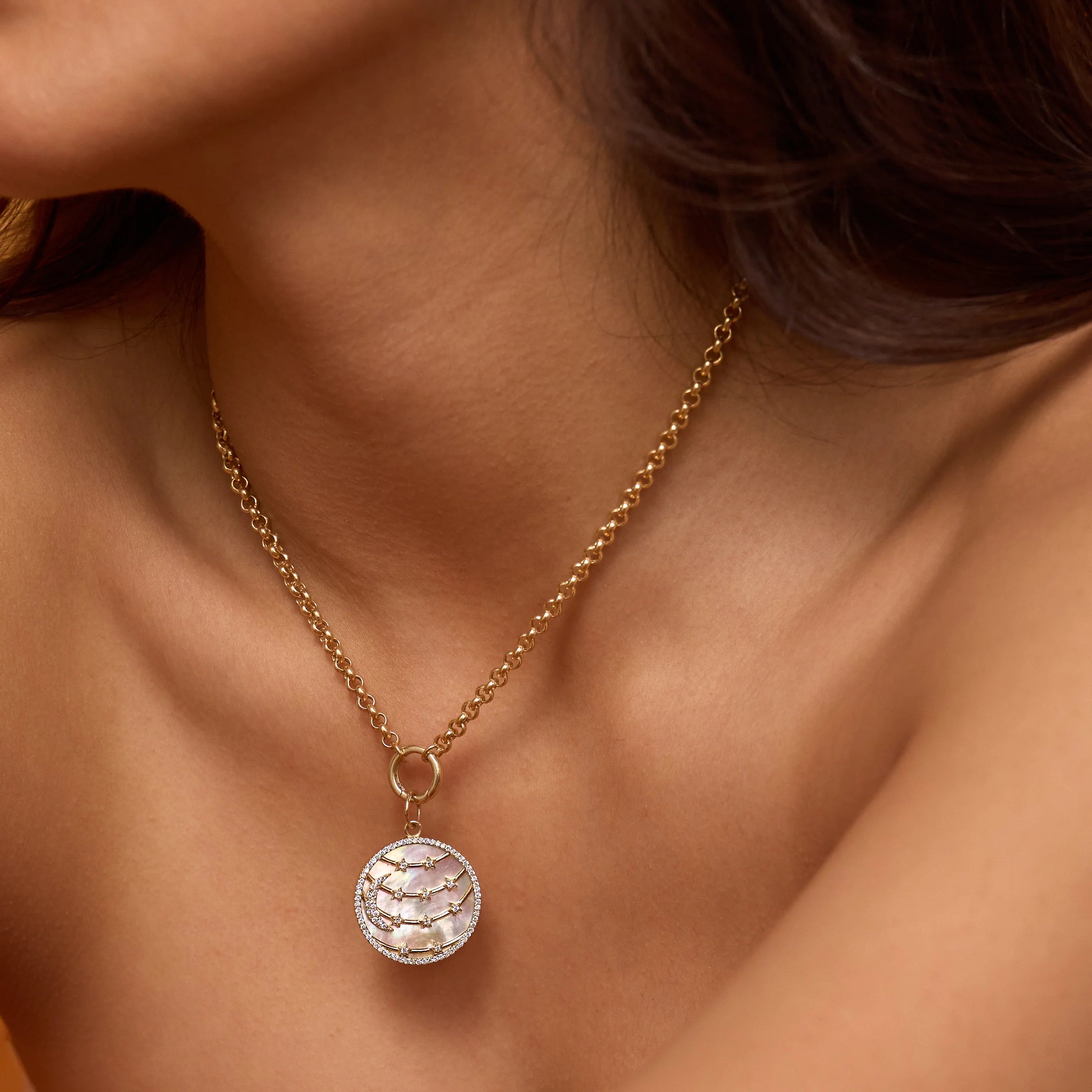 Moon to My Stars Mother of Pearl Celestial Charm