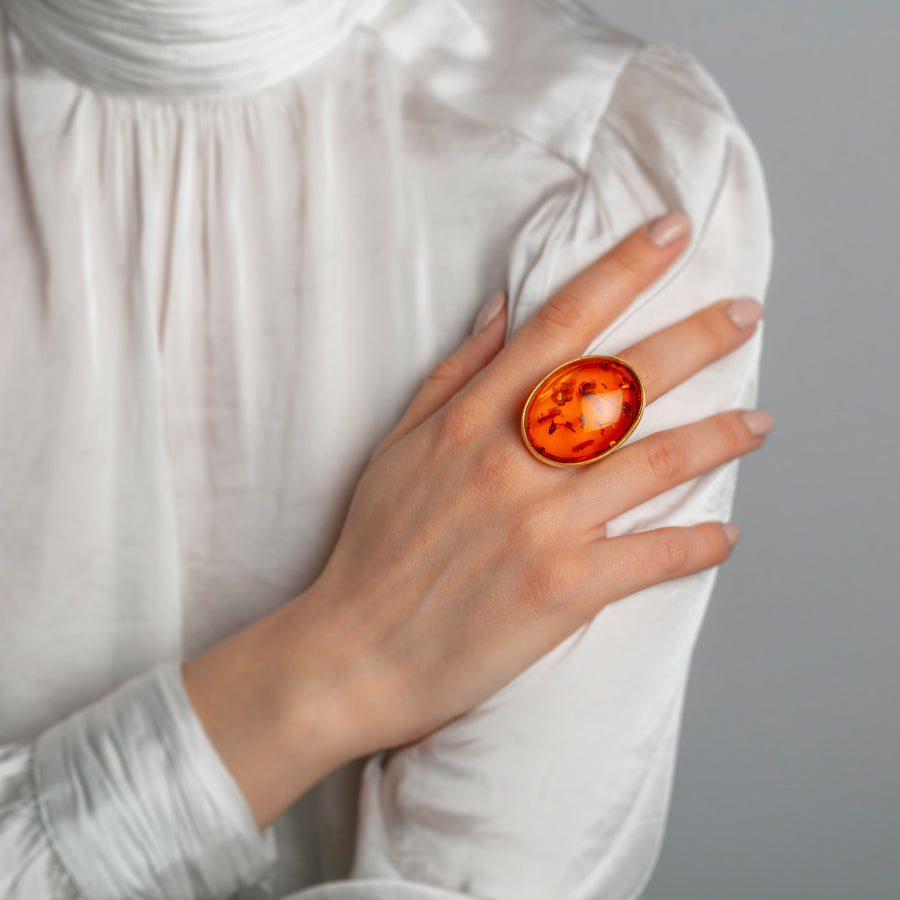 Amber Gold Ring