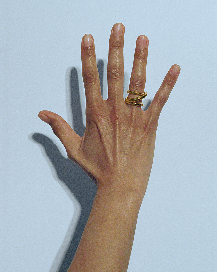 Triplet Ring in Vermeil