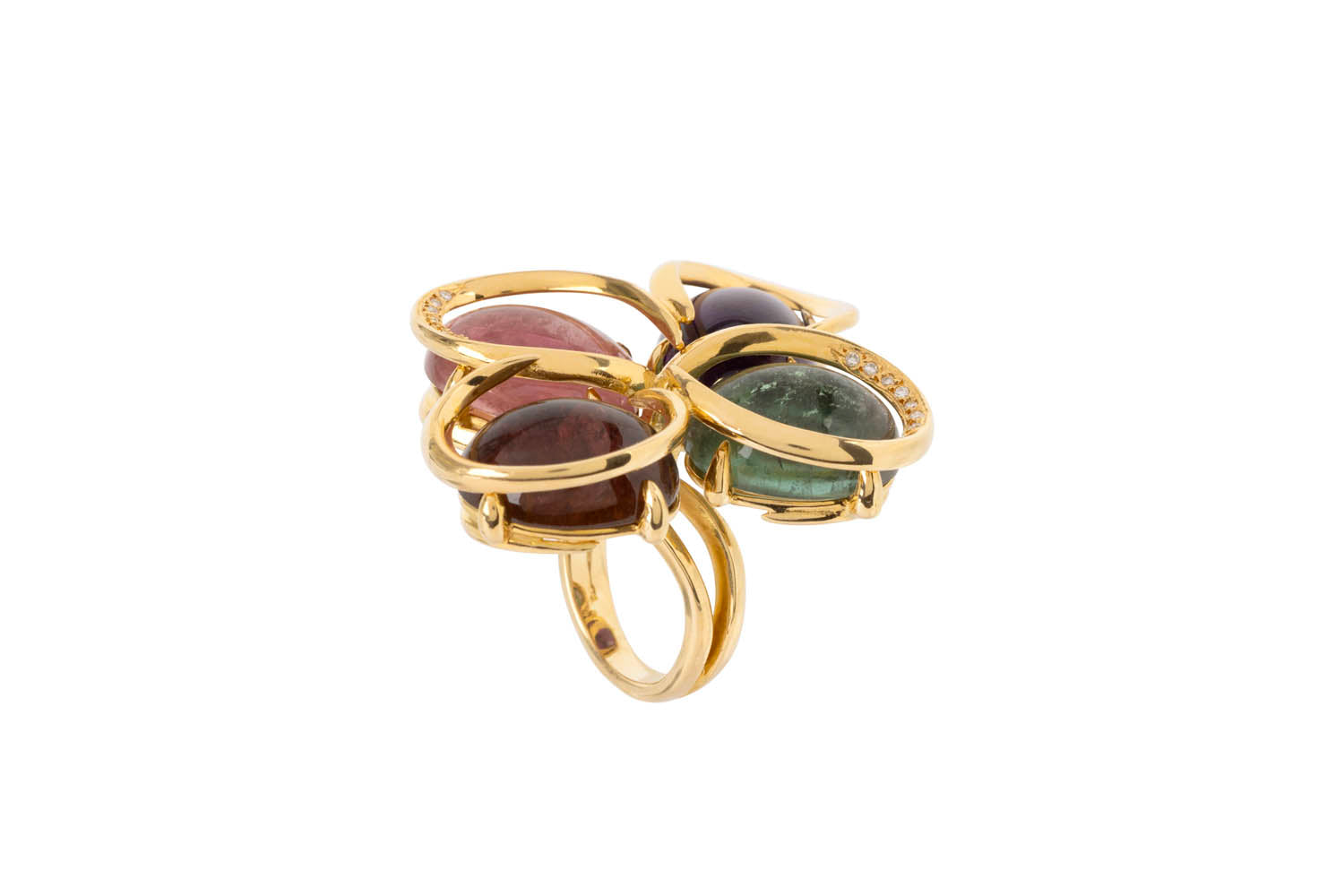 Tourmalines and Diamonds Ring