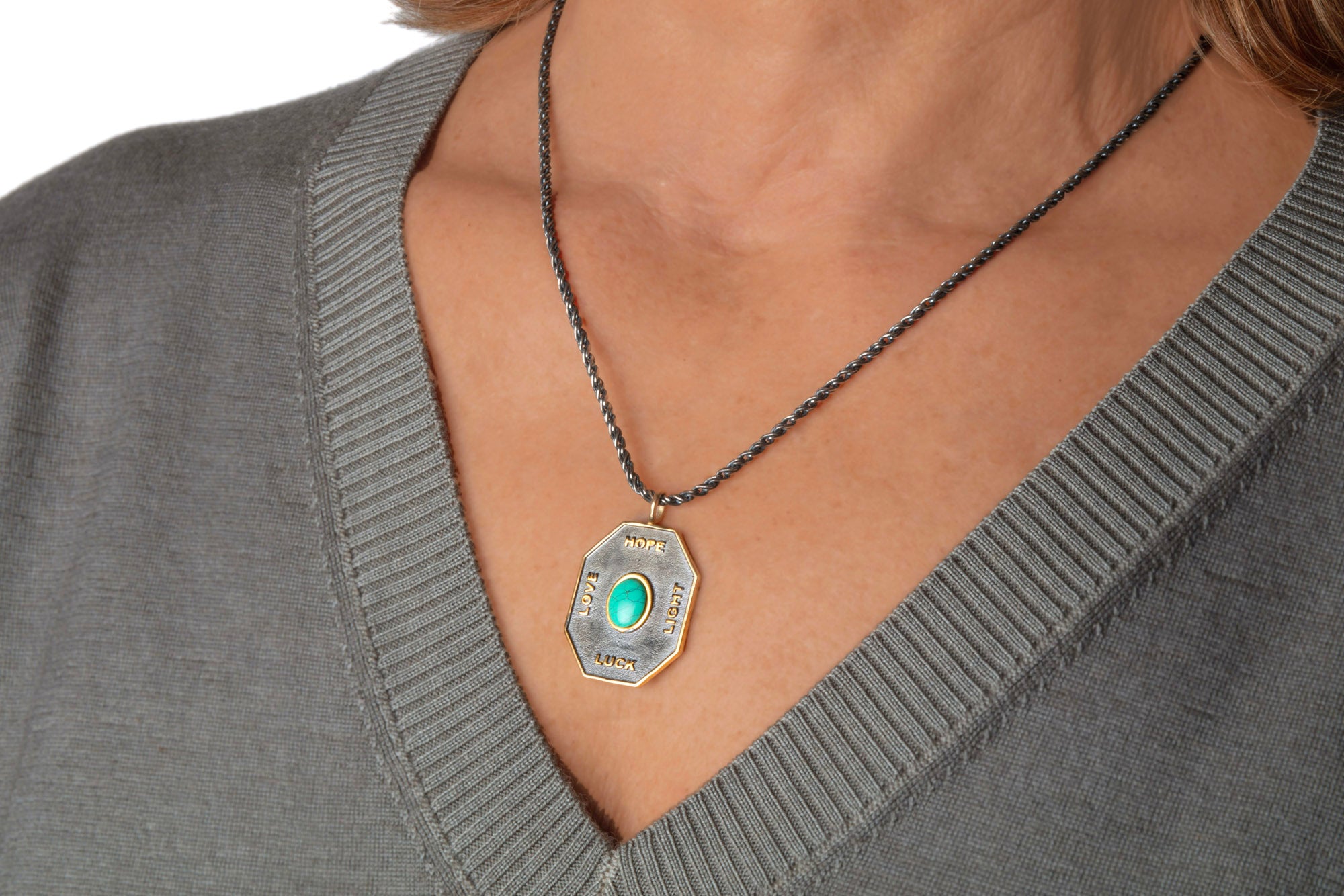 Love, Luck, Hope, Light Large Pendant