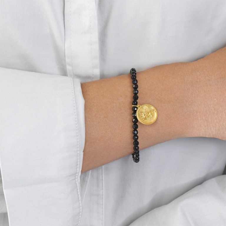 Pegasus Bracelet with faceted beads and gold charm