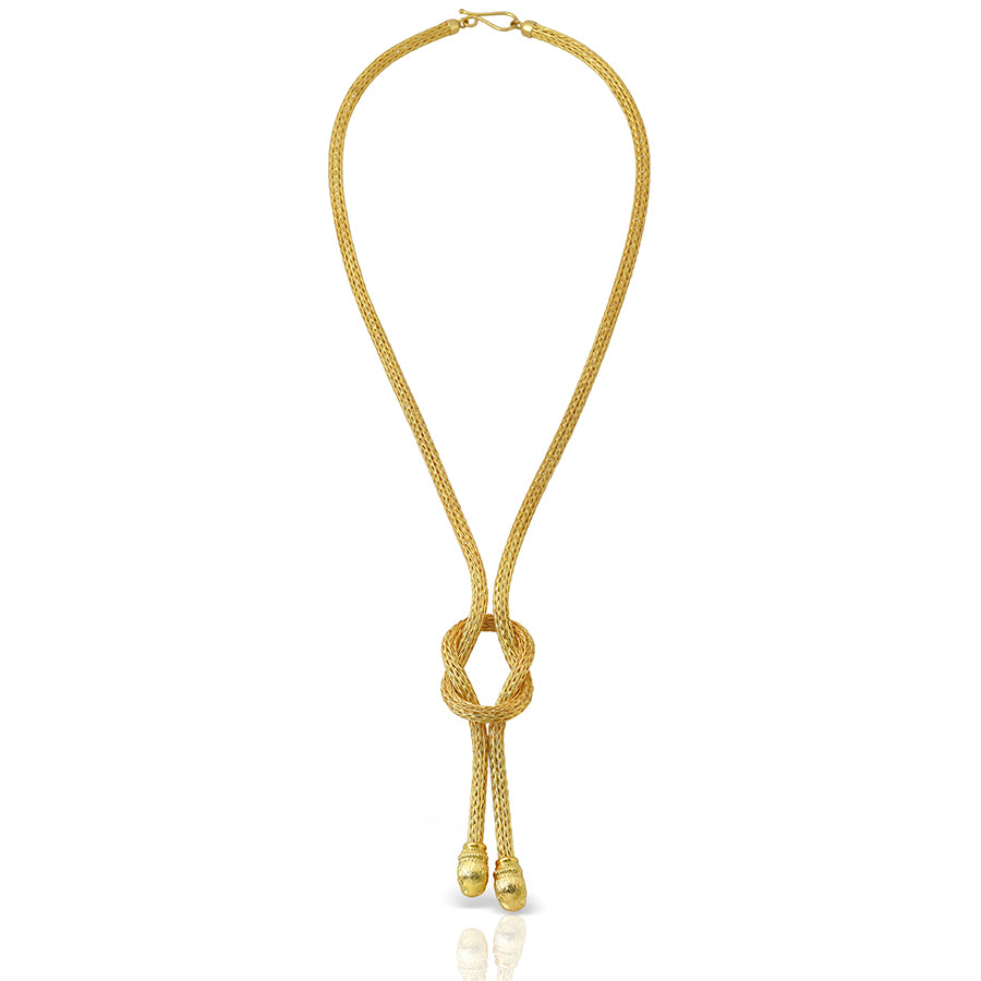 Hercules Knot Hand-Woven Satoir Necklace with Lionheads