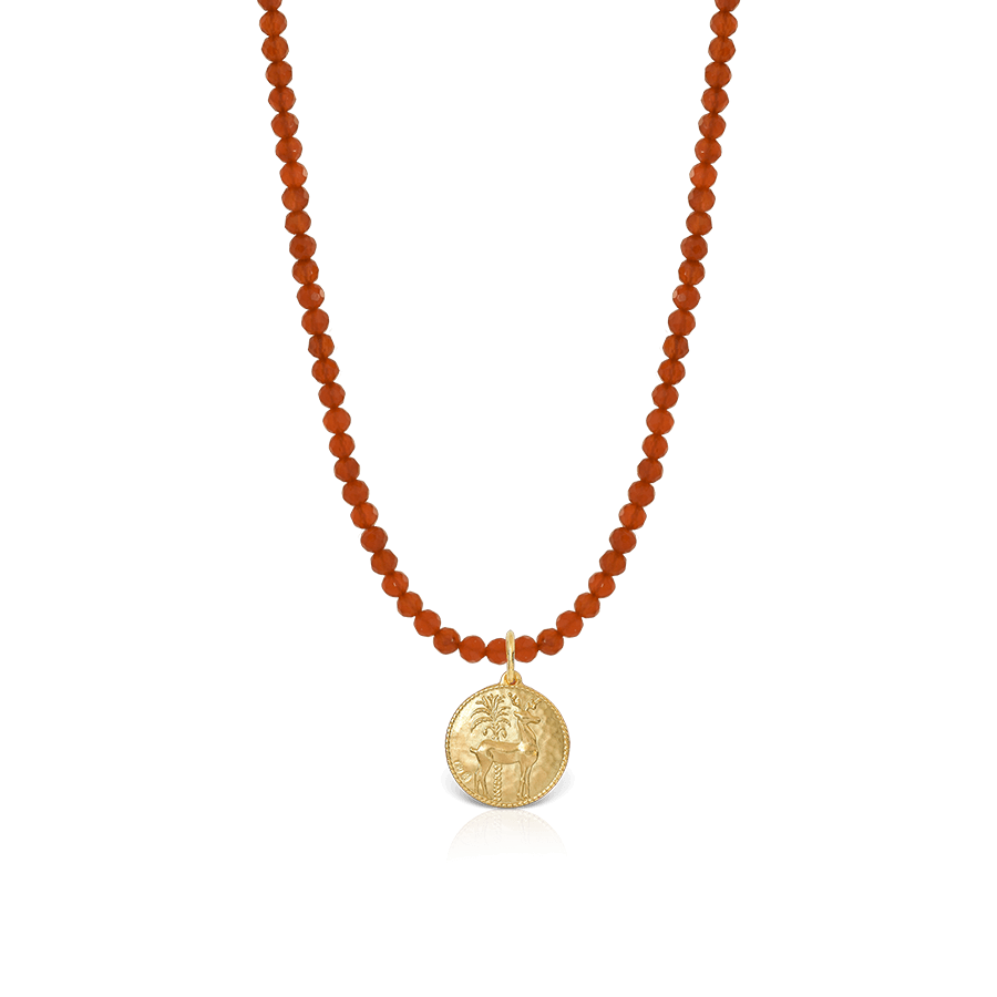 Necklace with Faceted Carnelian Beads and Deer Motif Ilias Lalaounis