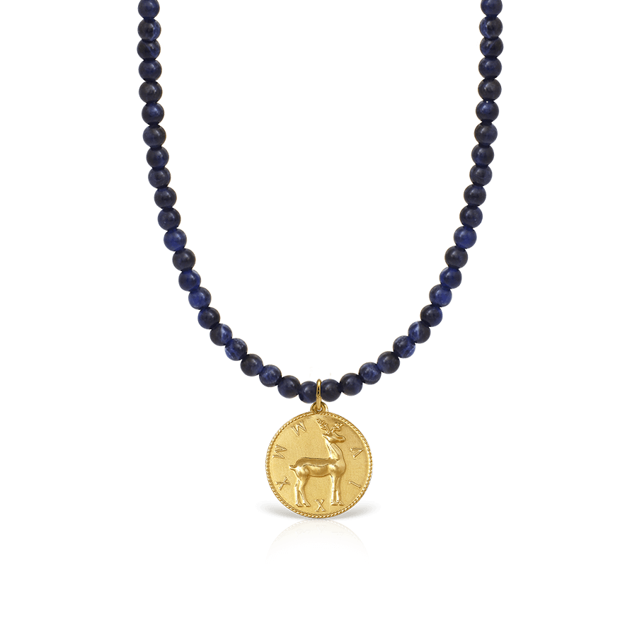 Necklace with Sodalite Beads and Deer Motif Ilias Lalaounis