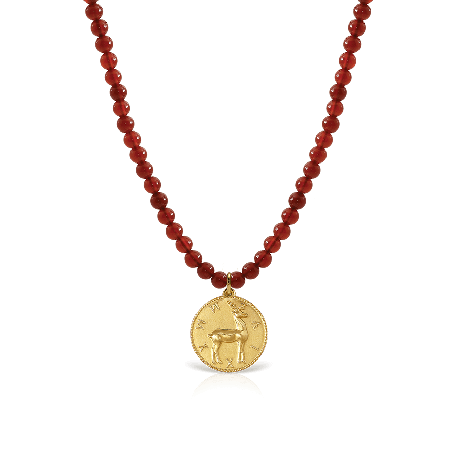 Necklace with Carnelian Beads and Deer Motif Ilias Lalaounis