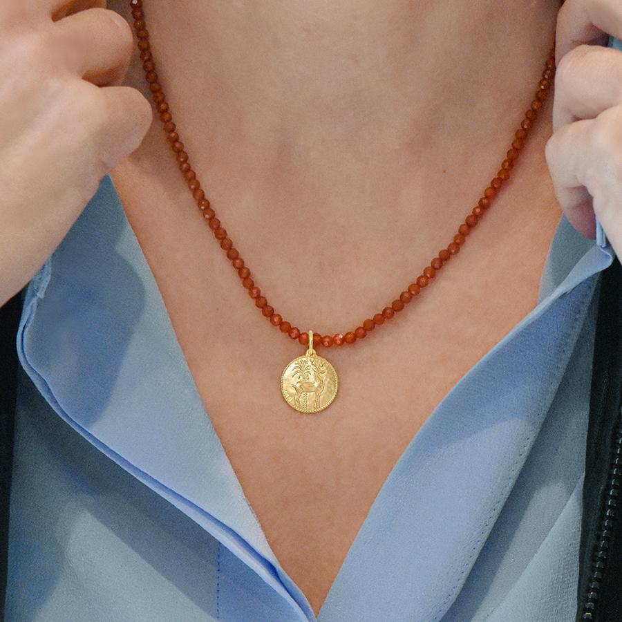 Necklace with Faceted Carnelian Beads and Deer Motif Ilias Lalaounis