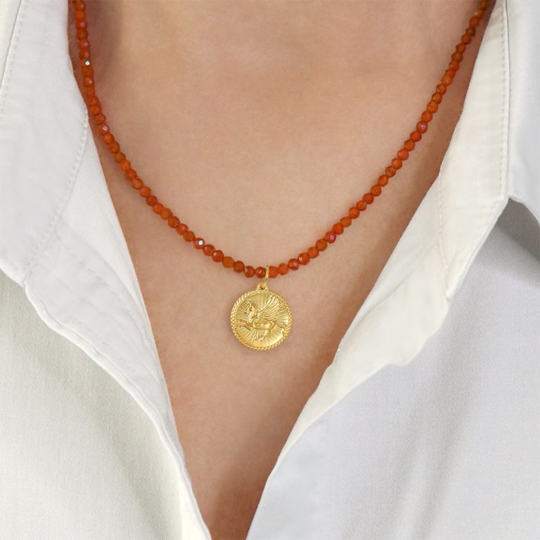 Pegasus Necklace with faceted beads and 18k gold