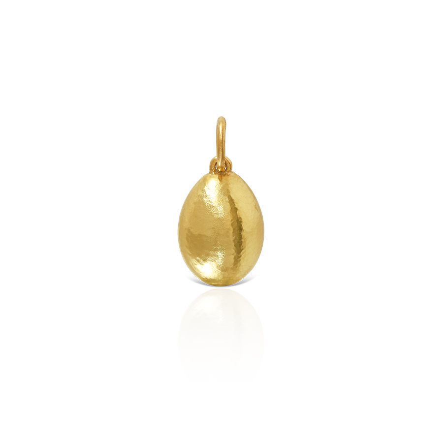 Easter Egg Pendant in Hand Hammered 18K Yellow Gold