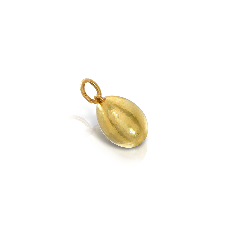 Easter Egg Pendant in Hand Hammered 18K Yellow Gold