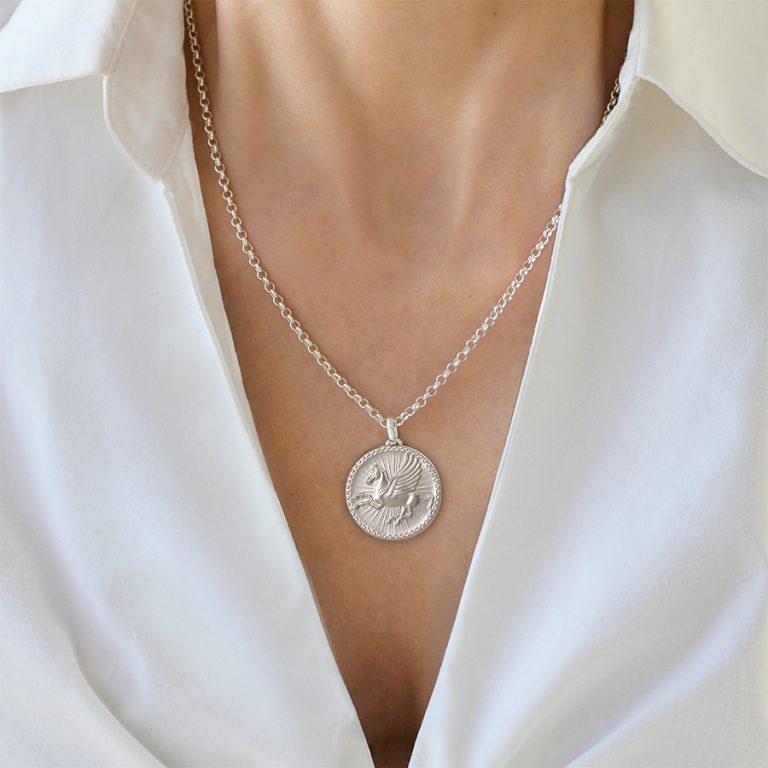 Pegasus Large Silver Charm Pendant