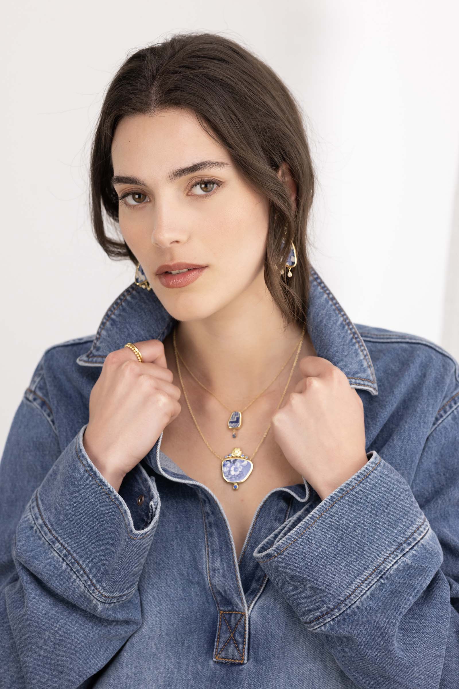 Blue Ceramic Sapphire Necklace