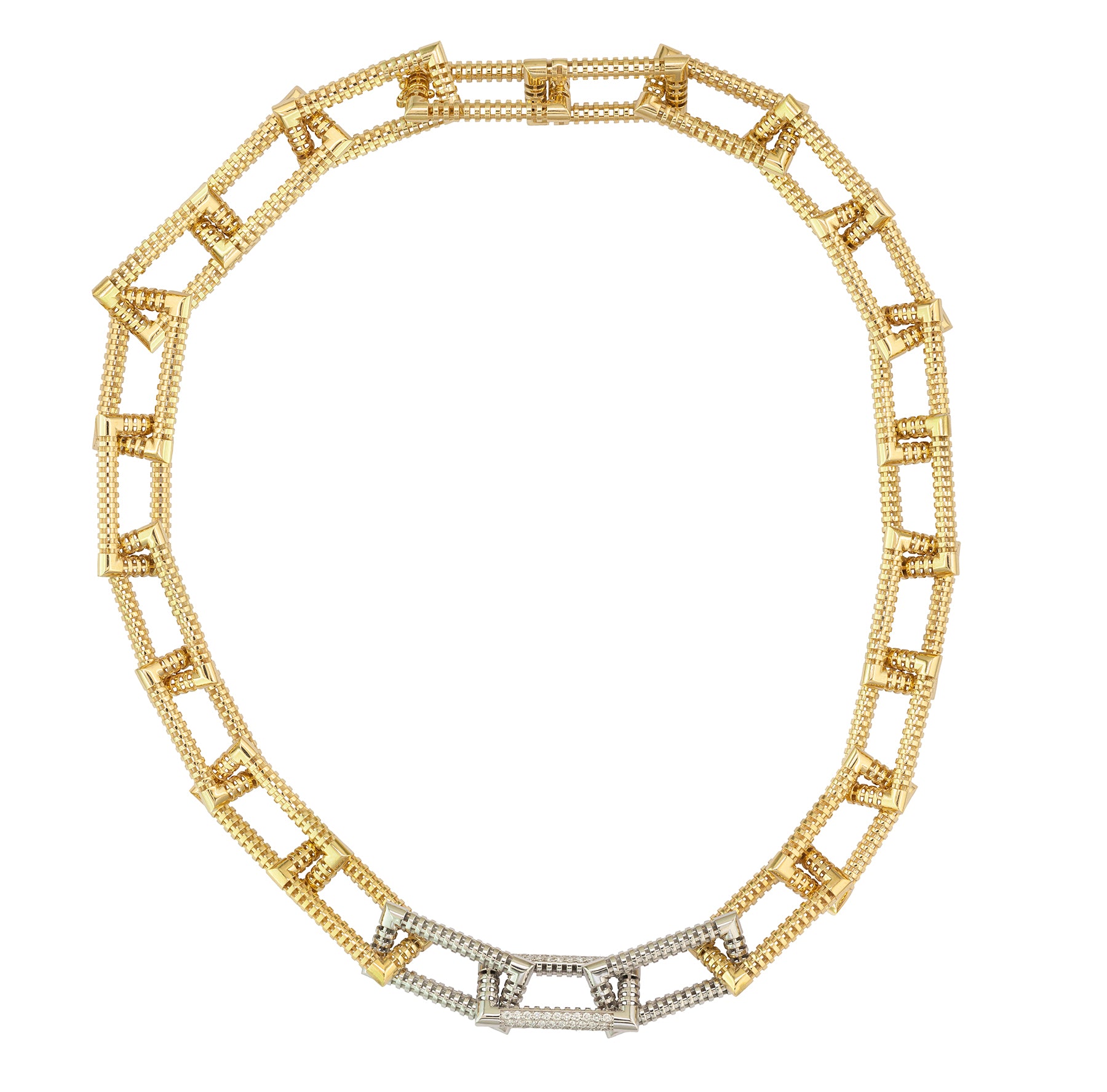 Alysis Gold and Diamonds Rectangular Necklace