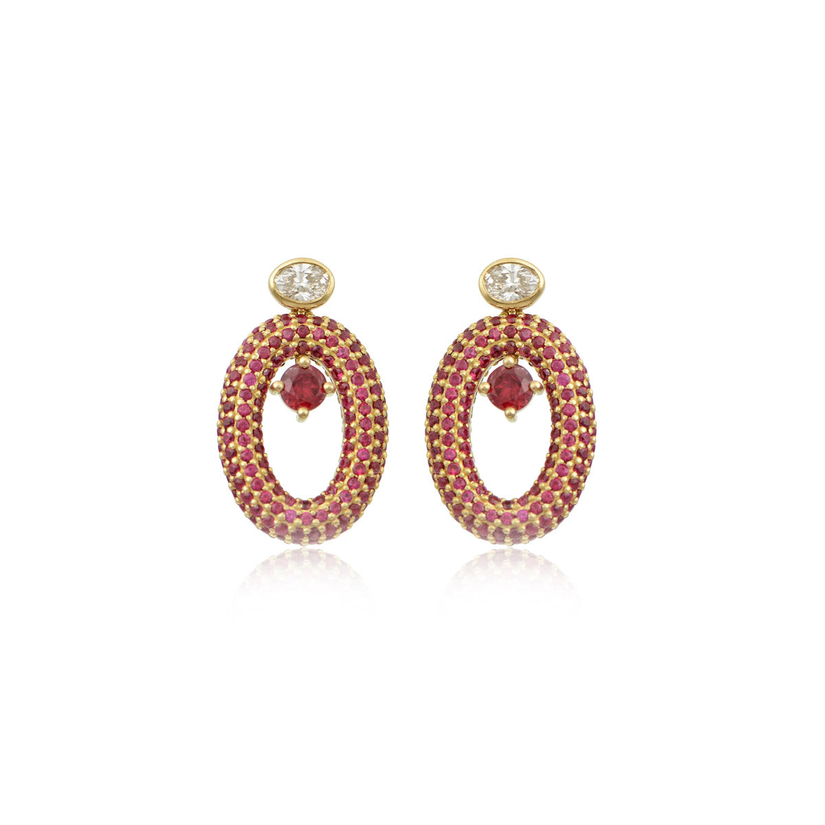 Diamond & Ruby Link Studs