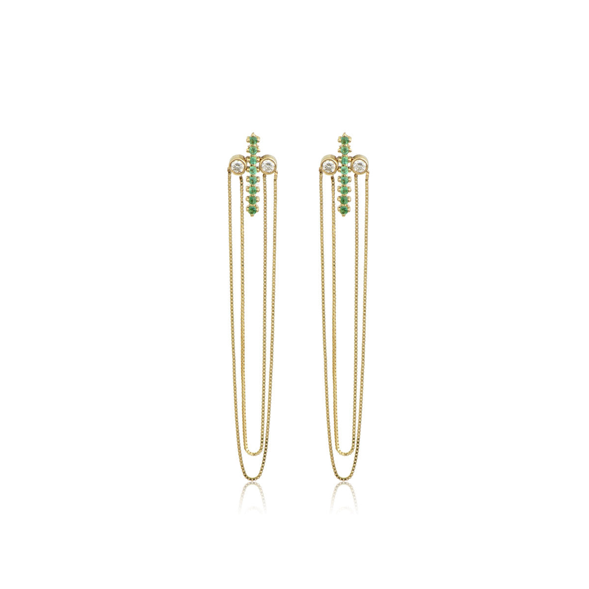 Diamond & Emerald Cross Earrings
