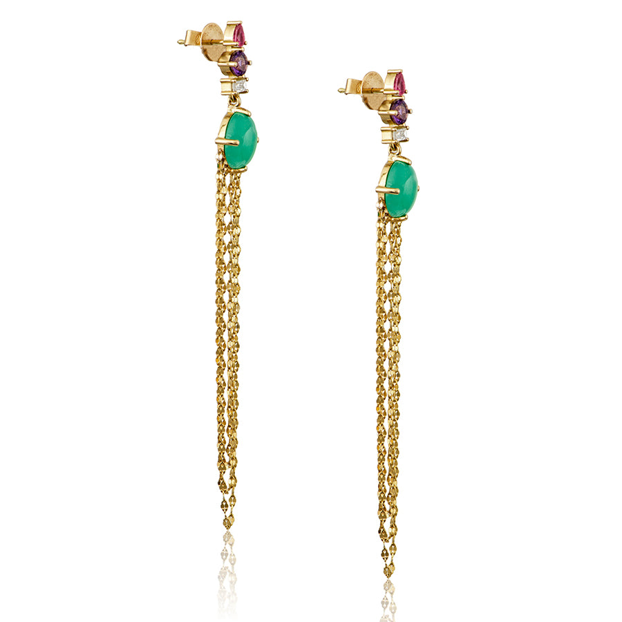 Multi-Stone Chain Earrings