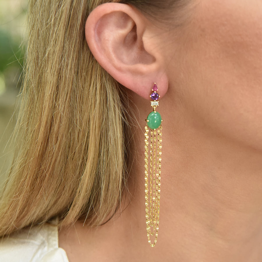 Multi-Stone Chain Earrings