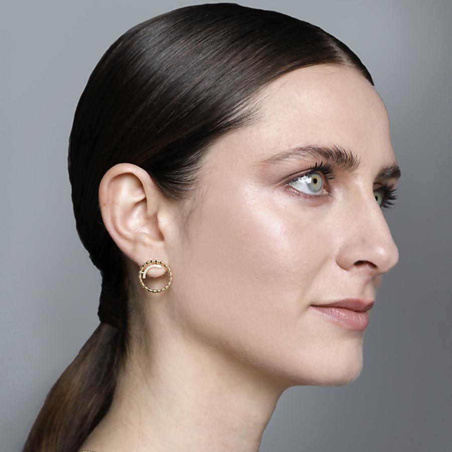 Chiwara Round Earrings with Diamonds Lalaounis