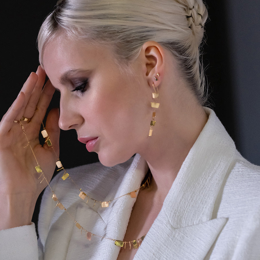 All Gold Long Rainbow Earrings