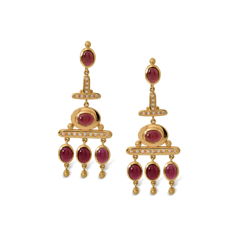 Long Tourmalines and Diamonds Earrings