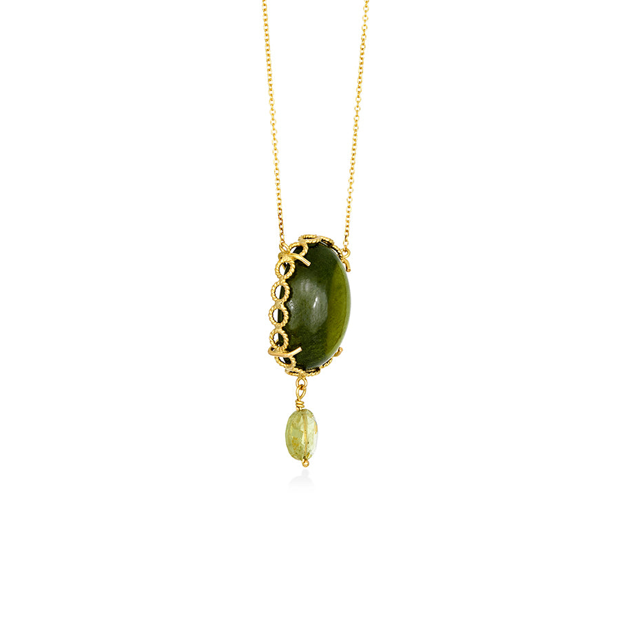 Green Tattoo Vasonite and Tourmaline Necklace