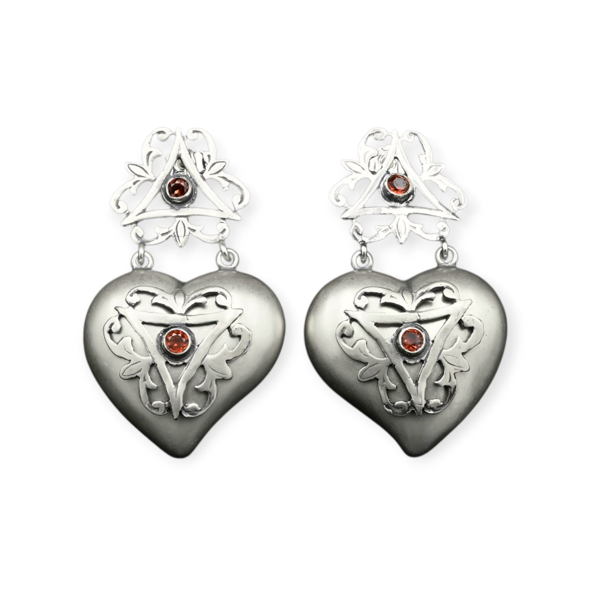 Daphne Small Silver Garnet Earrings