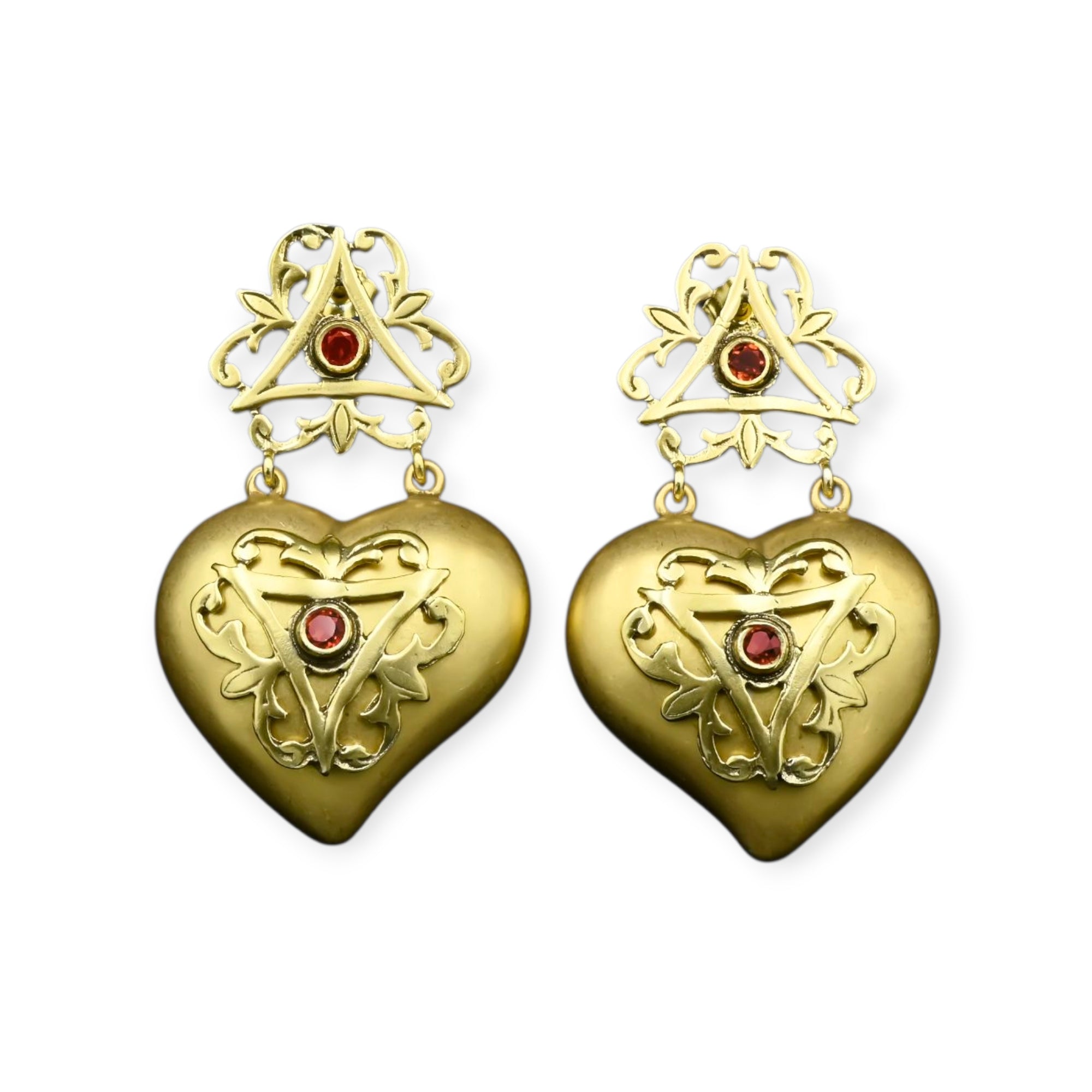 Daphne Small Gold Garnet Earrings