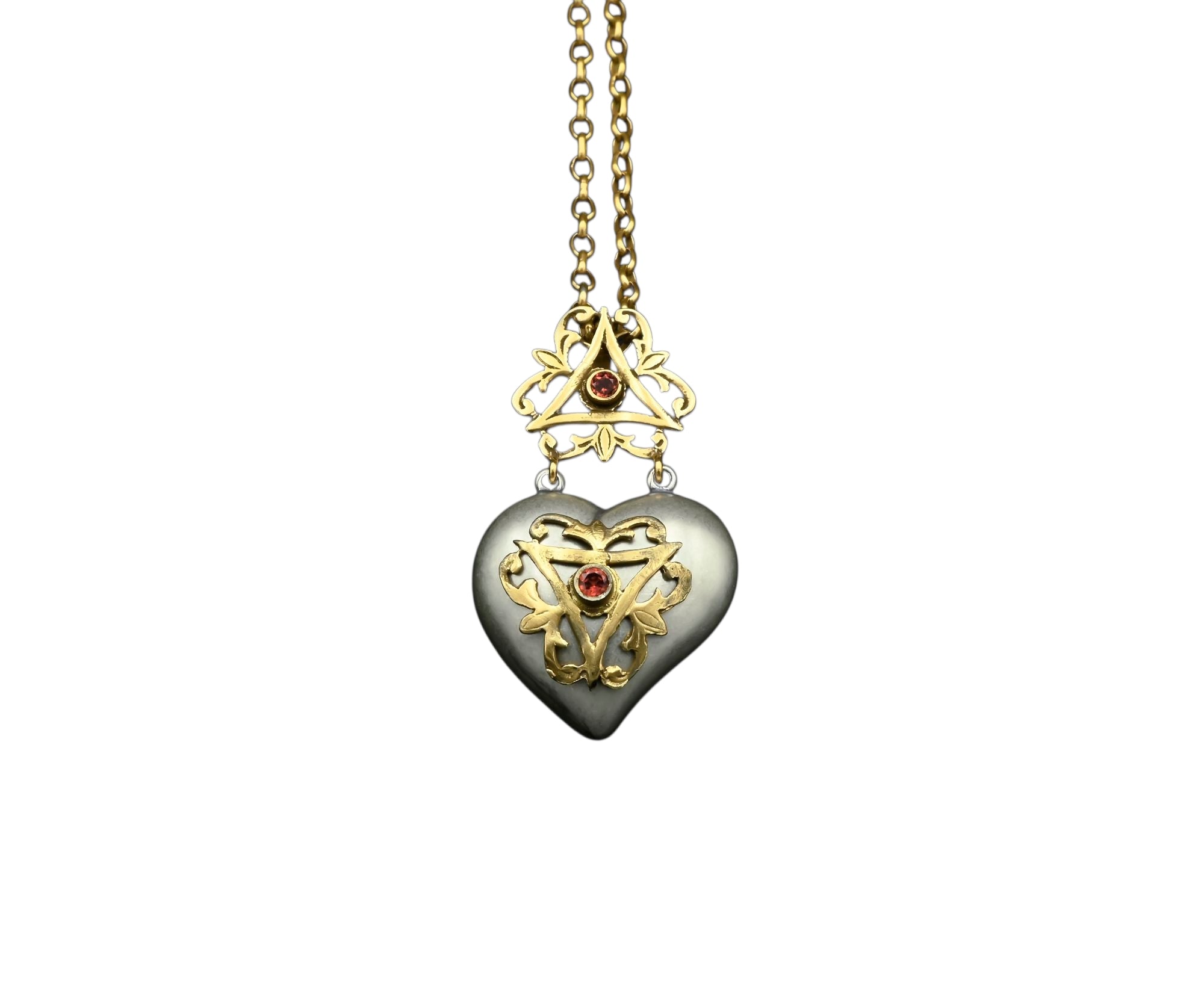 Hecate Small Silver and Gold Garnet Necklace