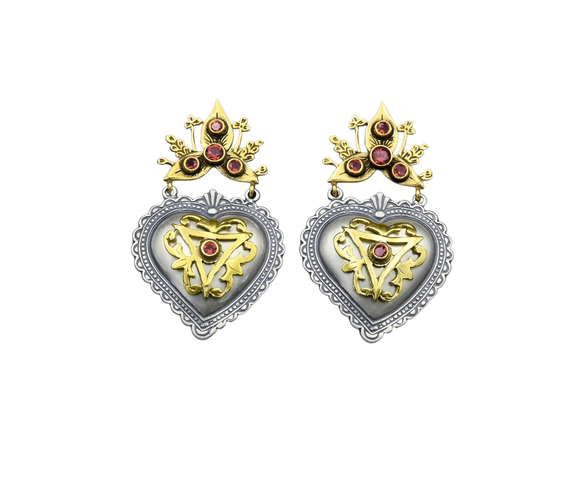 Jocasta Earrings Small with border Silver Gold with Amethysts