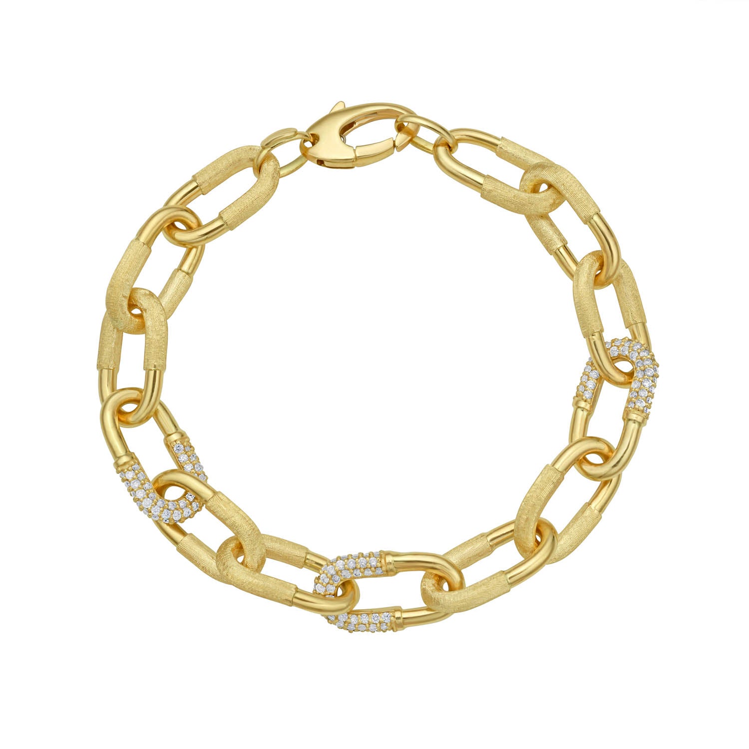 Satin Gold Diamond Interlocking Bracelet