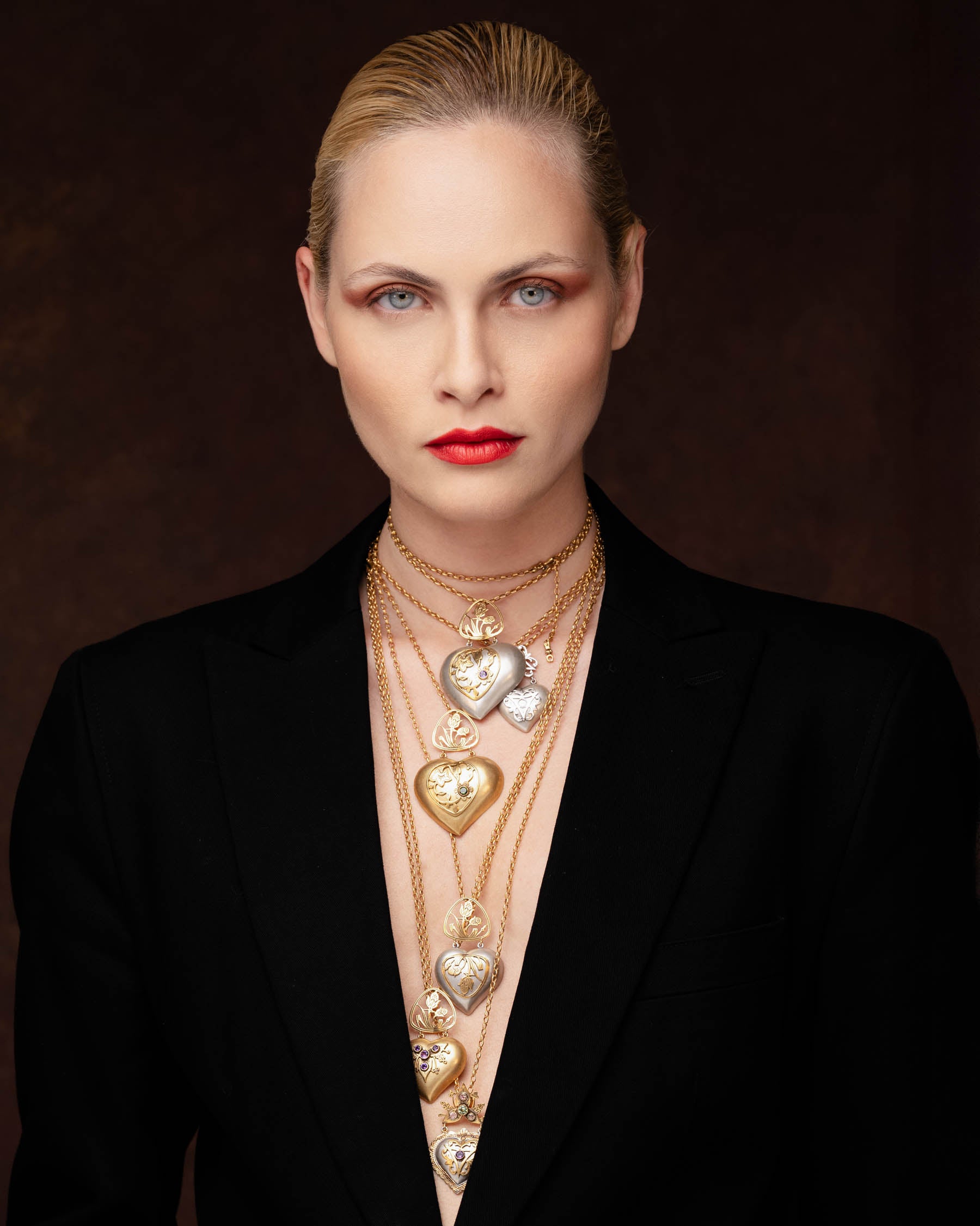 Hecate Small Silver and Gold Garnet Necklace