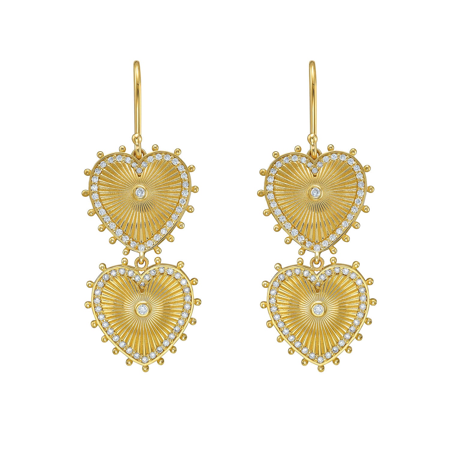 Cassandane Diamond Double Heart dangle Earrings