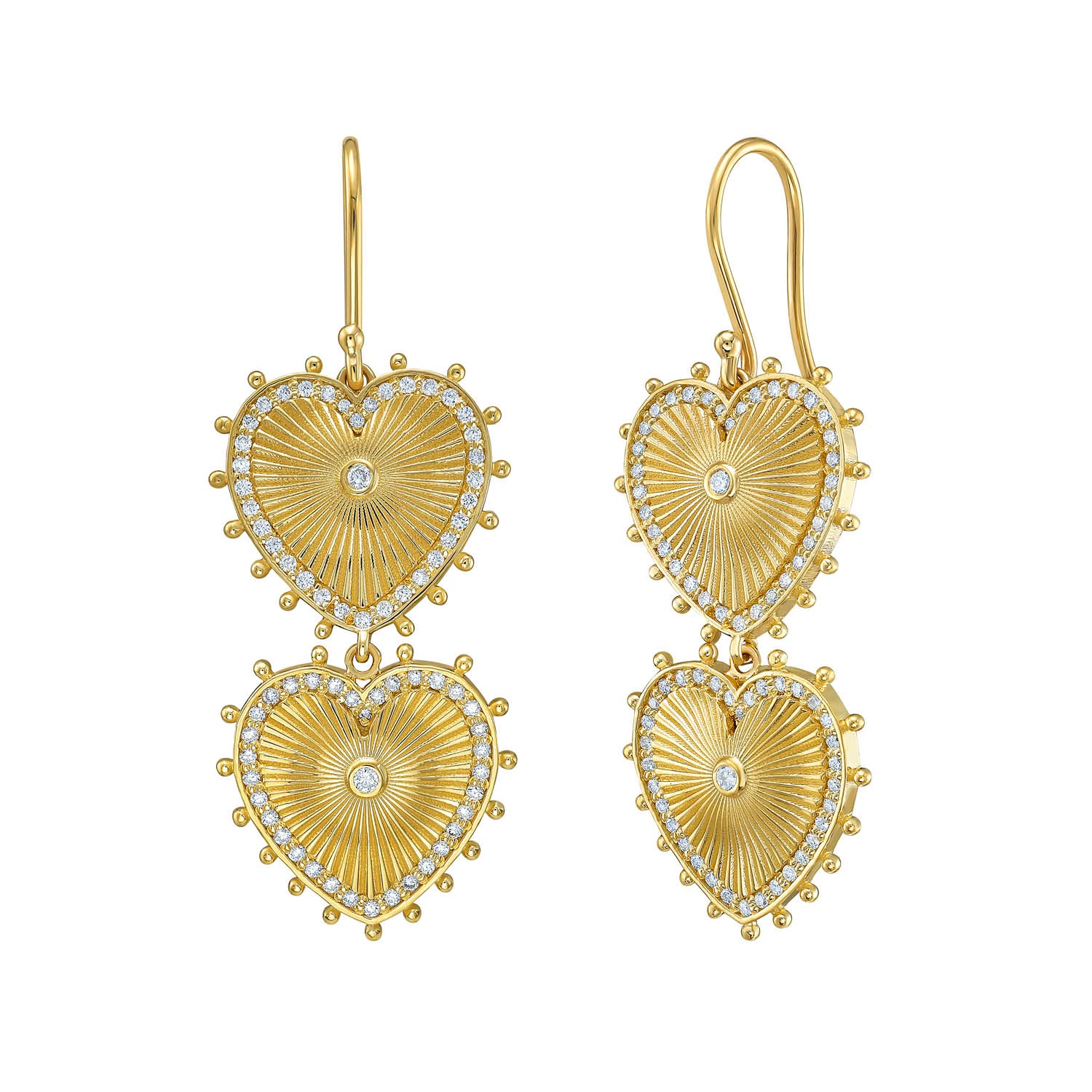 Cassandane Diamond Double Heart dangle Earrings