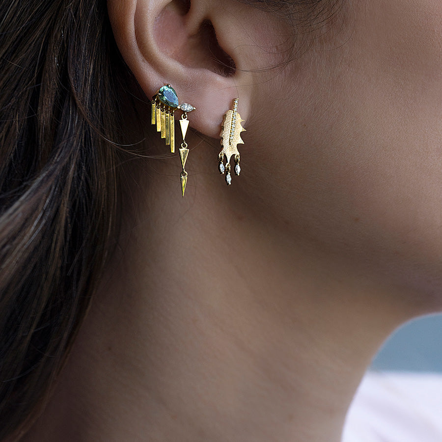 Diamond Vine Leaf Earrings