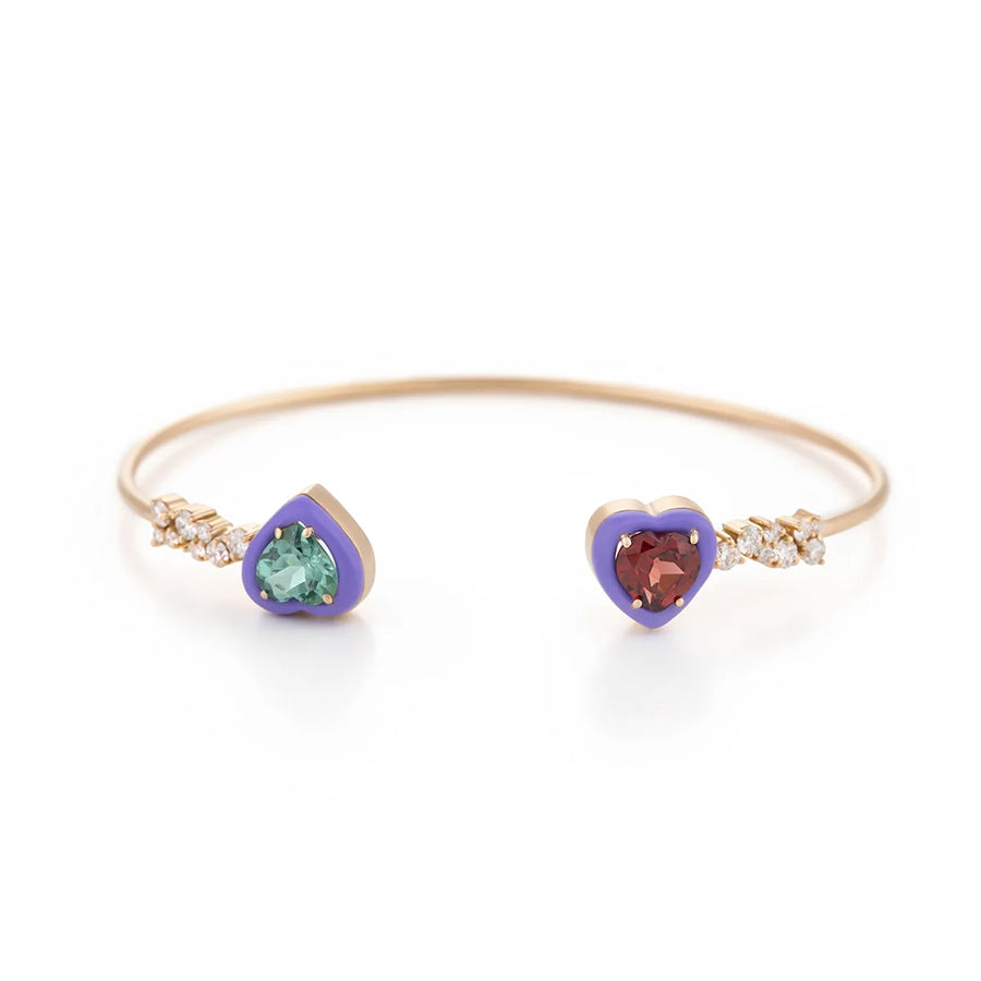 Double Sparkling Candy Heart Bangle