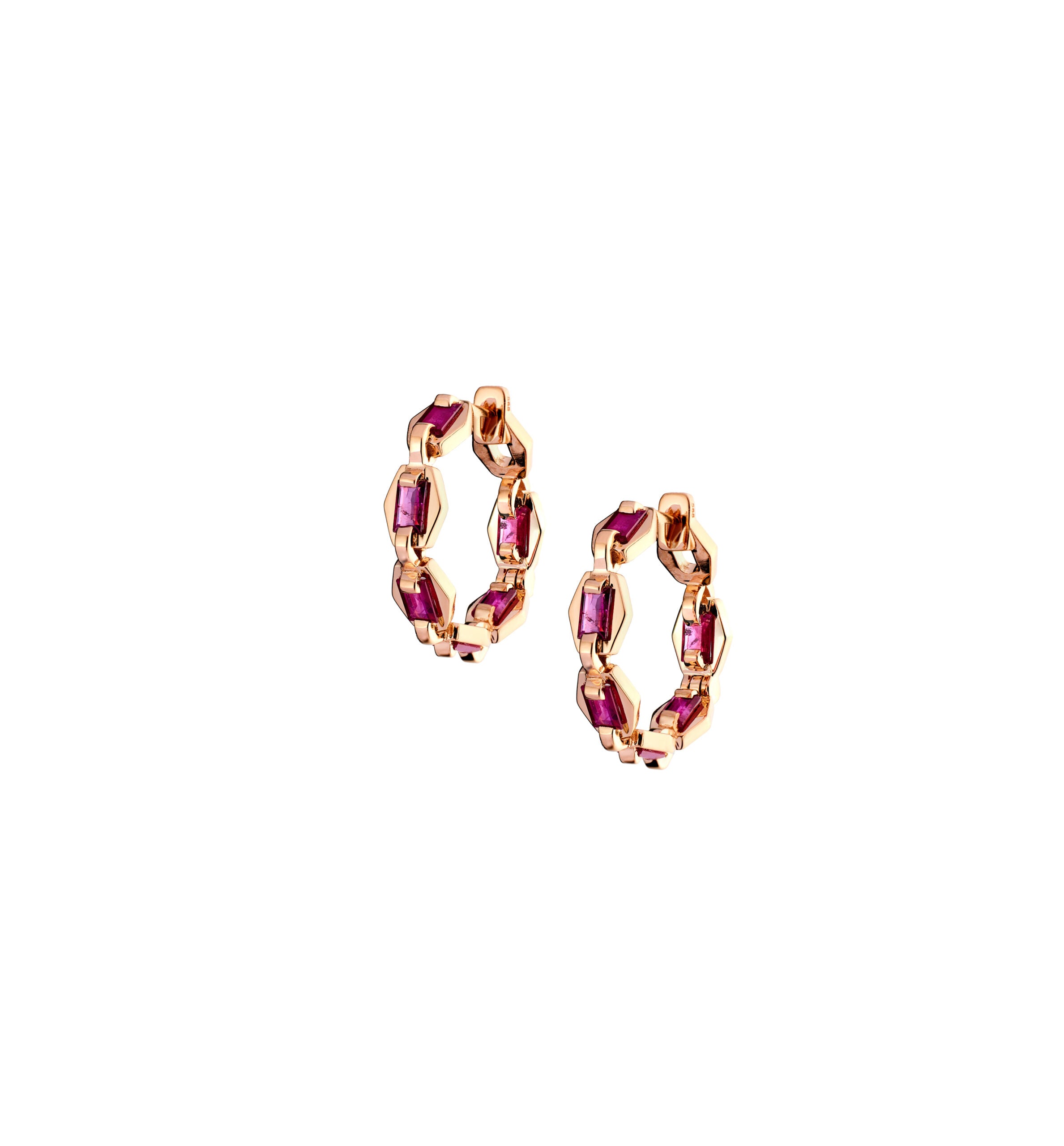 Love Small Oval Chain Ruby Earrings