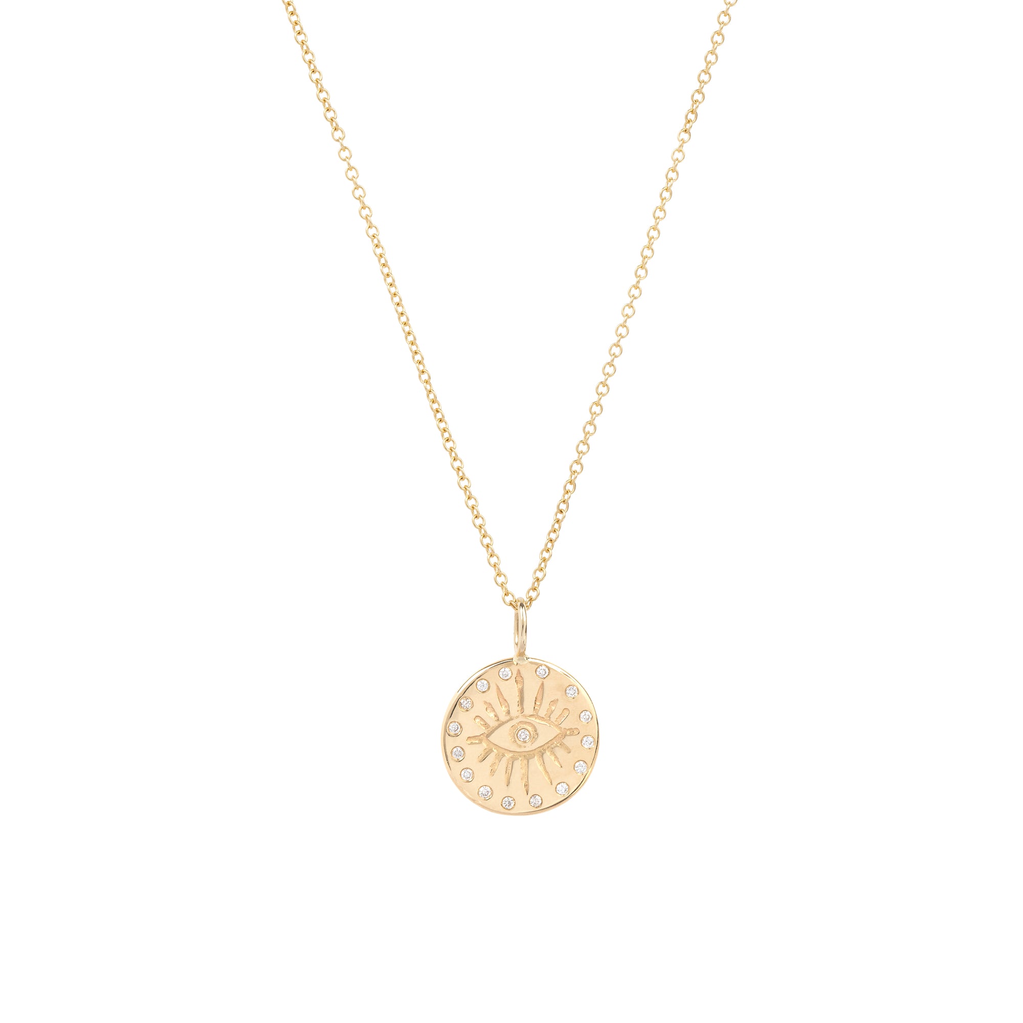 Mati Bright Medal with White Diamonds Necklace Eikosi Dyo