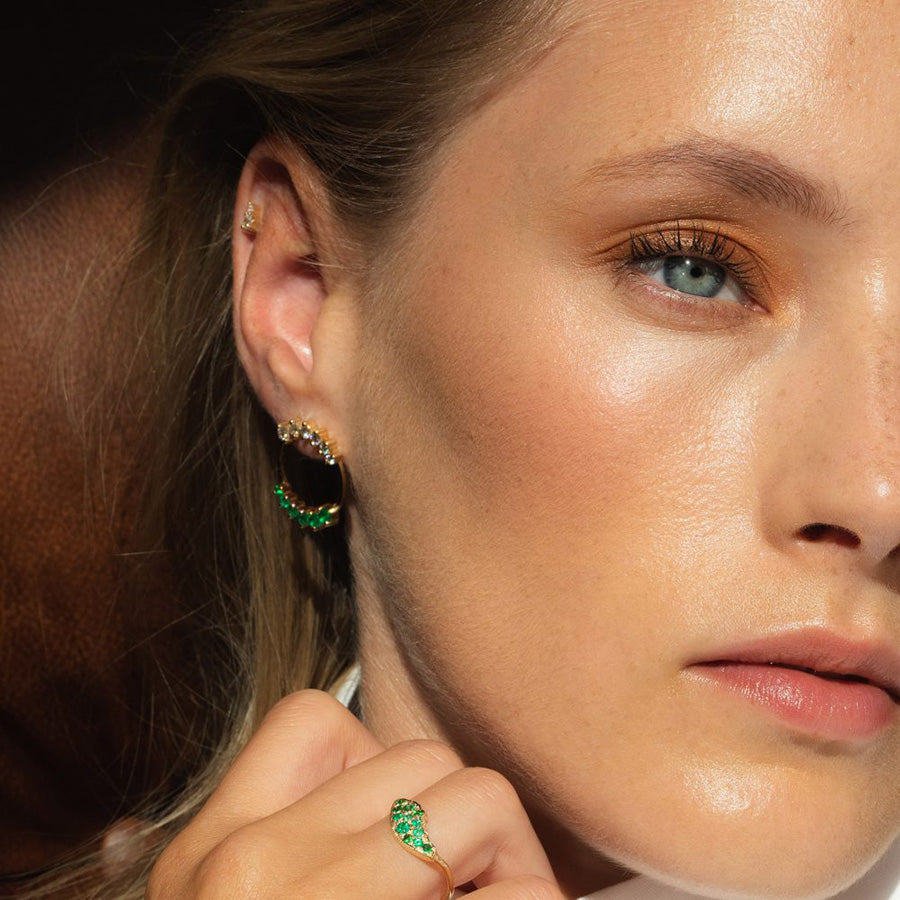 Caldera Earrings with Diamonds and Emeralds