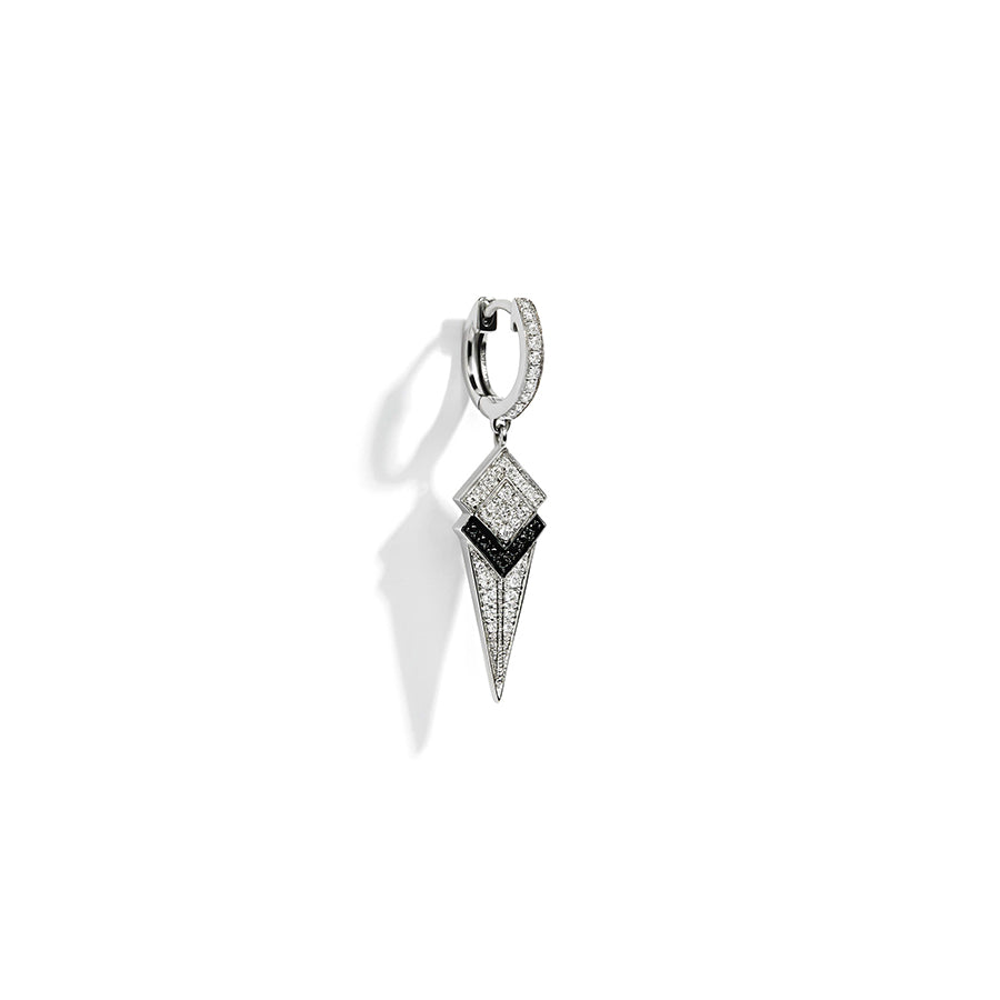 Hoop Stairway Earring with White and Black Diamonds Statement