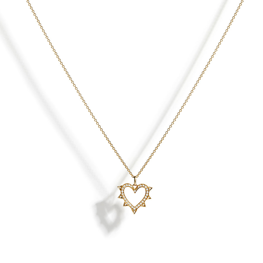 18K Yellow Gold Heart Diamond Necklace