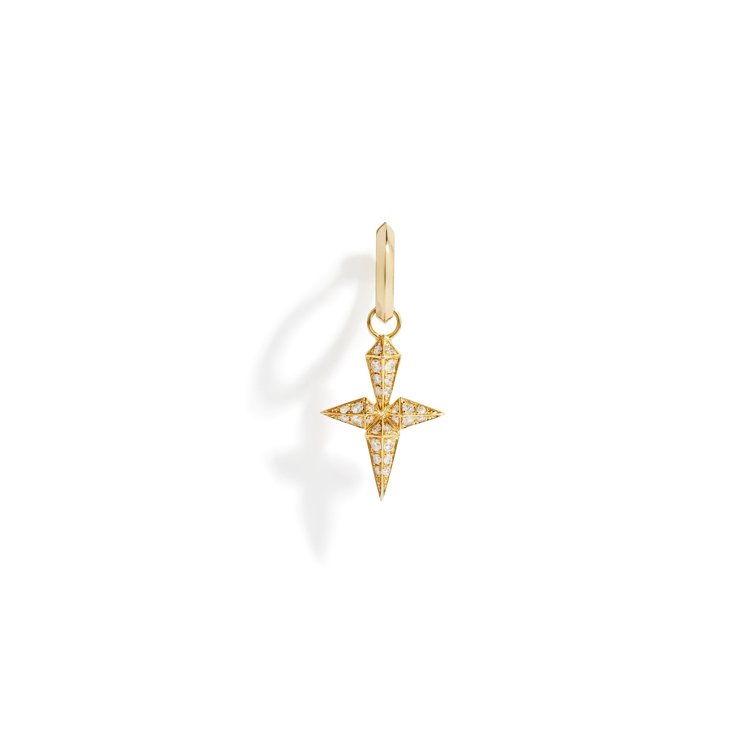 Earring Rockaway Cross Diamonds & Yellow Gold