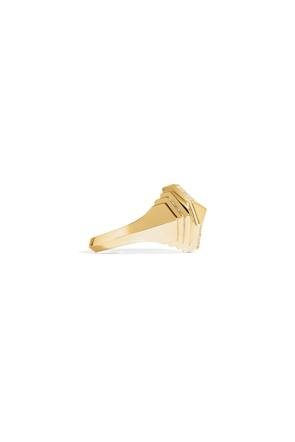 Rockaway Mini Pyramid Half Paved Yellow Gold