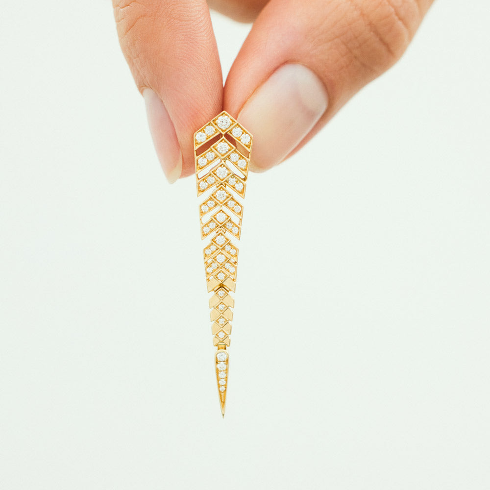 Earring Stairway M Diamonds & Yellow Gold