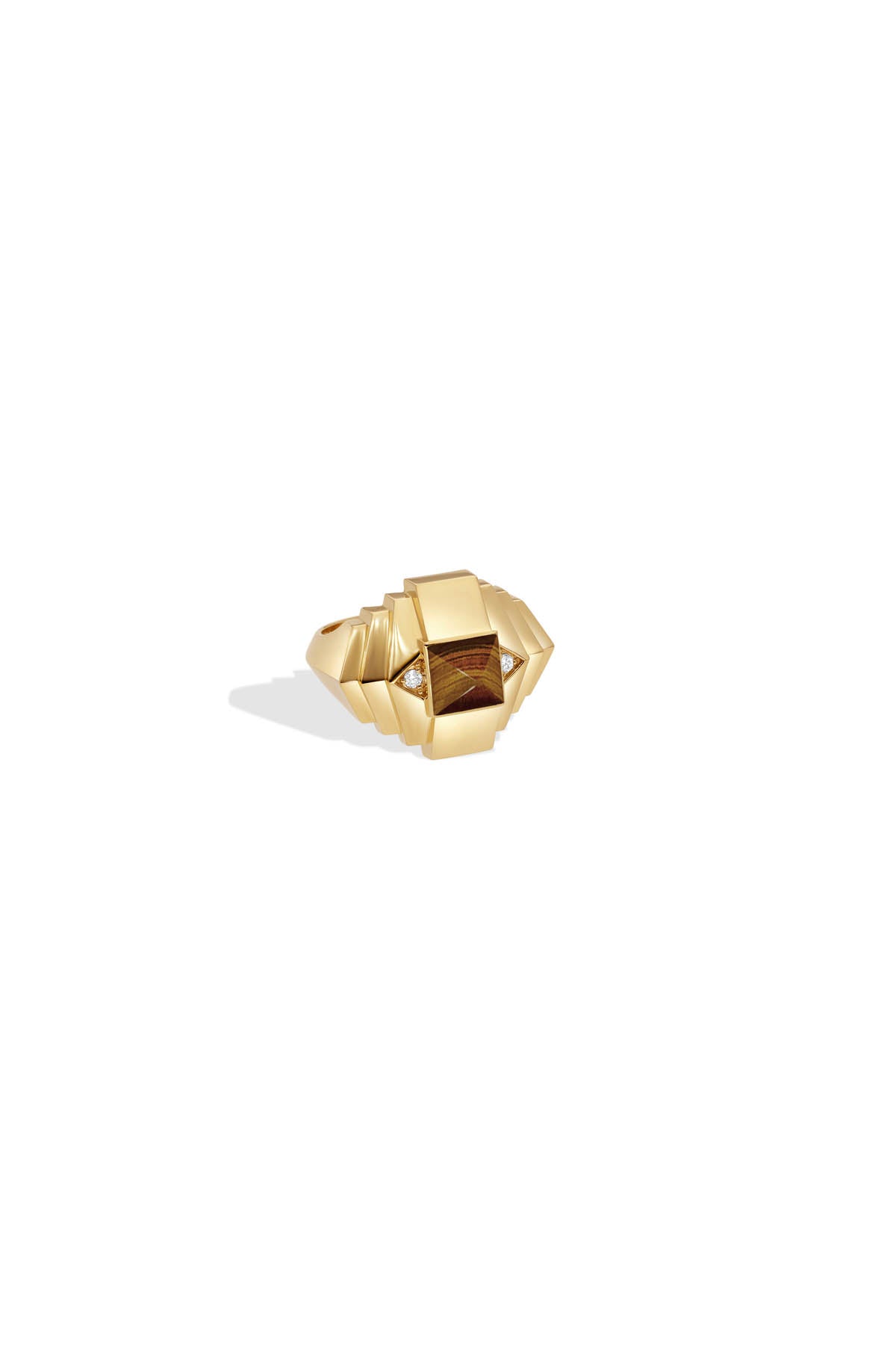 Rockaway Mini Pyramid Yellow Gold and Tiger's Eye