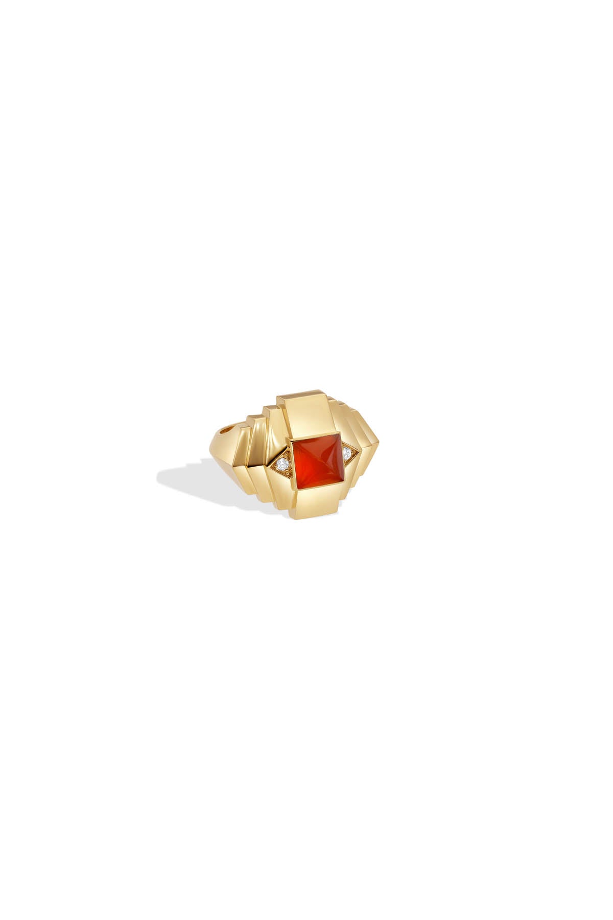 Rockaway Mini Pyramid Ring Yellow Gold and Carnelian